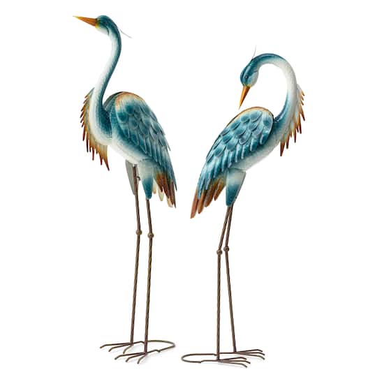 Glitzhome® Metal Standing Crane Garden Statue with Stakes Set